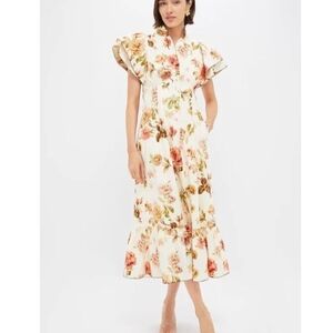 Tuckernuck Cream and Pink Floral Midi Dress